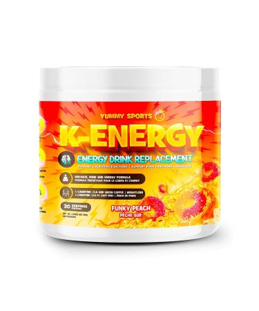 Yummy Sports K-Energy Drink Supplement Boost Energy Enhance Focus Physical Performance Powered by BHB MCT Caffeine Keto-Friendly Energy Drink - 30 Servings - 210g - Funky Peach