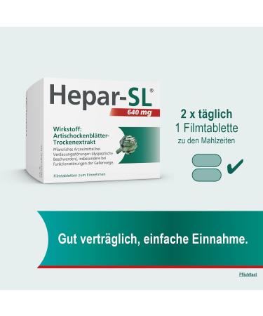 Hepar-SL 640 mg: Relief from Digestive Complaints | High-Dose Artichoke Extract | 20 Film-Coated Tablets for Flatulence & Fullness | For Ages 12+ - Buy Online on GoSupps.com