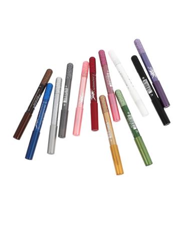 LALADEFIEE 12pcs Pearlescent Eyeshadow Pencil Creamy Eyeshadow Pencil Makeup Eyeliner Glitter Gel Makeup Wood