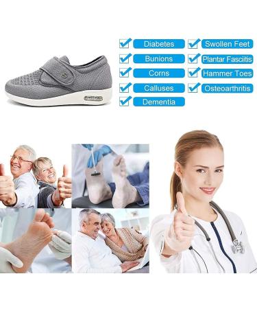Orthoshoes Women's Diabetic Elderly Mesh Walking Sneakers - Grey, Size 6.5 - Buy Online on GoSupps.com