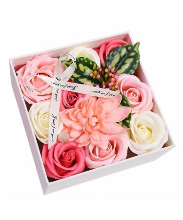 Floral Scented Bath Soap Rose Flower Petals Flower Soap Set in Gift Box for Wedding Birthday Christmas Valentine's Day Mother's Day Pink