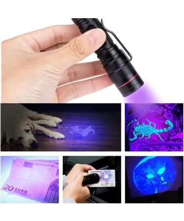 Vagocom LED Blacklight Ultraviolet Flashlight Torch 3 Modes Zoomable Black Light 395nm UV Flash Light Detector for Dog Cat Pet Urine Dry Stains(1 Pack Black Battery Included) 1 Pack Black - Buy Online on GoSupps.com