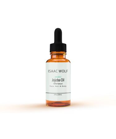 ISAAC WOLF Organic Golden Jojoba Oil for Face Hair & Body 100% Pure Cold Pressed Unrefined Raw Anti-aging antioxidants 2 FL OZ