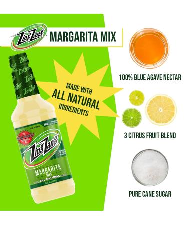Zing Zang Margarita Mix - All Natural 3 Citrus Fruit Juice Blend - Non-Alcoholic Cocktail Mixers - 32oz (Pack of 6) - Buy Online on GoSupps.com