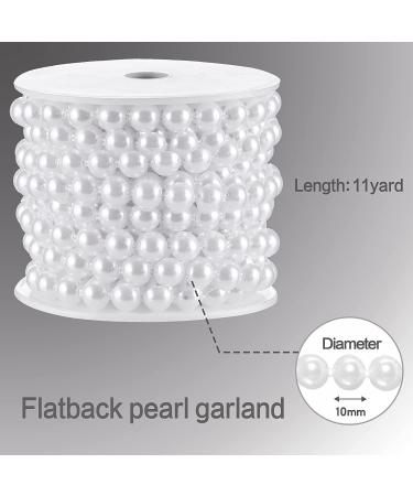 10mm White Flat Pearl Garland String - 11 Yards | Half-Round Beaded Spool Roll for Wedding Decor Crafts - Buy Online on GoSupps.com