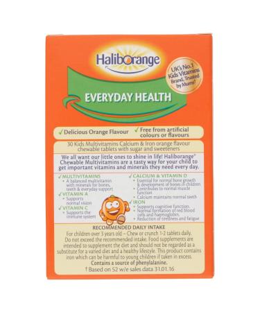Haliborange Kids Multivitamins with Calcium & Iron - 30 Orange Chewable Tablets - Buy Online on GoSupps.com