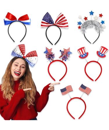 hgnxa 4th July Hair Hoop Headwear for Independence Day Headband American Flags Head Boppers American Theme Independence Day Flag Bow Style - Buy Online on GoSupps.com
