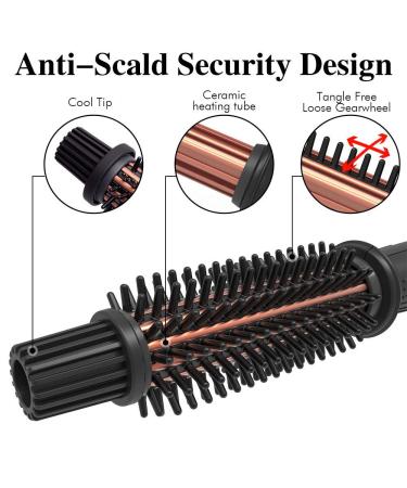 AmoVee 1 Inch Curling Iron Brush - Ceramic Tourmaline Ionic Hot Brush for All Hair Types Dual Voltage Instant Heat & Auto-Off | International Shipping Available - Buy Online on GoSupps.com