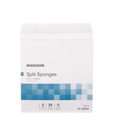 McKesson Split Sponges 4 x 4, 6-Ply High Absorbency Sterile Dressings - 50 Count Bundle (25 Packs of 2) - Buy Online on GoSupps.com