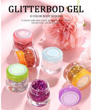 Knadgbft Eye Glitter Eyeshadow Hair Glitter Gel Long Lasting Sparkling Sequins Festival Shinny Decoration Party 6 - Buy Online on GoSupps.com