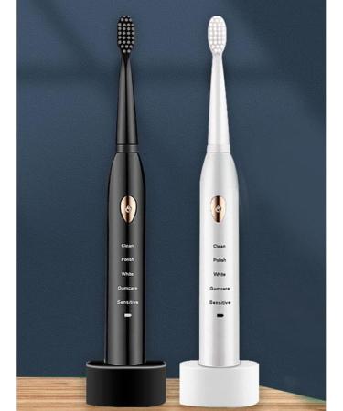 Buy USB Rechargeable Electric Toothbrush for Adults - Black Timer Teeth Cleaner | International Shipping Available - Buy Online on GoSupps.com