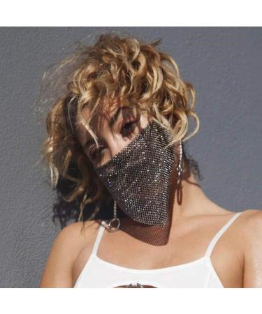 IYOU Shiny Crystal Mesh Mask Black Masquerade Sparkly Rhinestone Face Masks Bling Ball Party Halloween Genie Costume Glitter Decoration Mask Jewelry for Women and Girls - Buy Online on GoSupps.com