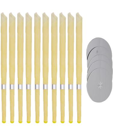 Ear Candles Hopi 10 pcs - Natural Ear Candles Beeswax Candling Cones with 5 Protective Disks (Yellow)