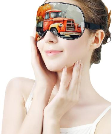 Harvest Red Truck Pumpkin Sleeping Mask | Soft Adjustable Eye Covers for Sleep | Light-Blocking Blindfold for Women Men Girls Boys - Buy Online on GoSupps.com