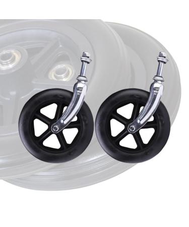 2pcs PVC Wheels Replacement Wheelchair Caster 6in 7in 8in Front Wheel Walker Solid Wheel Replacement with Steel Front Fork Non-Slip Wheels(Black 20cm(8inches)) 20cm(8inches) Black