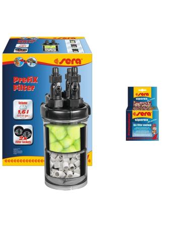 SERA PREFIX filter- front organic or quick filter for connection to pumps or external filter & siborax Bio Active 210g (for 400L) The new type of water treatment reduces after 24 hours of ammonium bundle with Bio Active 210G (for 400L)