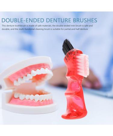 Denture Care Brush Set 4pcs Small Hard Toothbrushes for Oral Care and Retainers - Dual Head Interspace Design for Effective Cleaning - Plastic Brushes for Adults - Buy Online on GoSupps.com