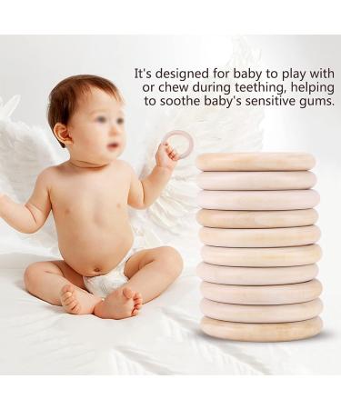 Garosa Wood Teething Rings - Set of 10 | Baby Teether Bracelet DIY Craft | Teething Relief Accessories for Infants | Wooden Pendant Connector - Buy Online on GoSupps.com