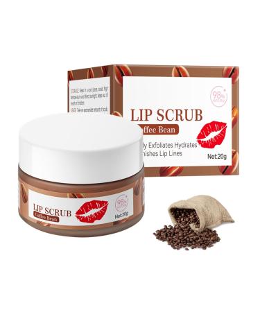 Coffee Bean Lip Scrub - Natural Exfoliator to Hydrate and Brighten Lips Lip Scrub Exfoliator for Softening and Diluting Lip Lines 20g Lip Exfoliator Scrub for Lip Care