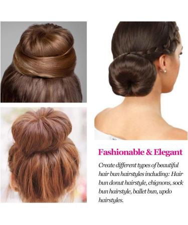 MORGLES Donut Bun Maker Set - 7pcs Hair Ring Style in 4 Sizes with Elastic Bands and Hair Pins - Ideal for Chignon Hair Styles and Ballet Dancers - Dark Brown - Buy Online on GoSupps.com