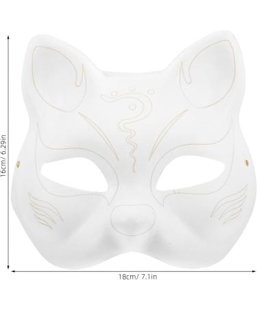 HOLIDYOYO Cat Mask - Unpainted White Therian Masks for DIY Halloween | Half Face Fox Masks | International Shipping Available - Buy Online on GoSupps.com