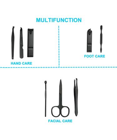 huanledaishu Nail Clippers 8 in 1 Manicure Set Stainless Steel Nail Grooming kit Professional Nail Clipper Kit Pedicure Kit Gift for Men Friends Family - Buy Online on GoSupps.com