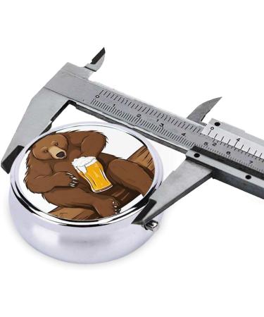 Bear Printed Mini Round Pill Box - 3 Compartment Travel Organizer - Portable Medicine Case for Home & Office - Buy Online on GoSupps.com