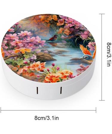 Buy Flowers with Birds Contact Lens Travel Kit - Portable & Cute Contact Box with Mirror for Daily Use - Ideal for Outdoor Adventures - Buy Online on GoSupps.com