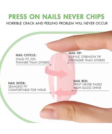 KQueenest Ombre Pink Press on Nails - Short Medium Square French Manicure | 24 Pcs Gel Fake Nails for Women - Glossy Gradient Acrylic Nails - Buy Online on GoSupps.com