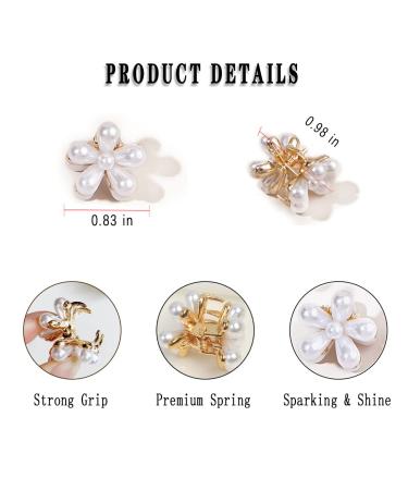 Mini Flower Pearl Hair Claw Clips (12 Pieces) - Decorative Hair Accessories for Women and Girls - Buy Online on GoSupps.com