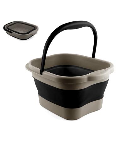Collapsible Foot Tub Feet Soaking Spa Bath with Handle for Men Adult  Plastic Inflatable Feet Soak Basin Foldable Foot Soaker Bucket Footbath with Massager Acupoint for Washing  Black 15L (4 Gallon)(for feet lenght under...