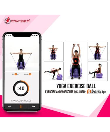 INTENT SPORTS Yoga Ball Chair  Stability Ball with Inflatable Stability Base & Resistance Bands  Fitness Ball for Home Gym  Office  Improves Back Pain  Core  Posture & Balance (65 cm) Pink - Buy Online on GoSupps.com