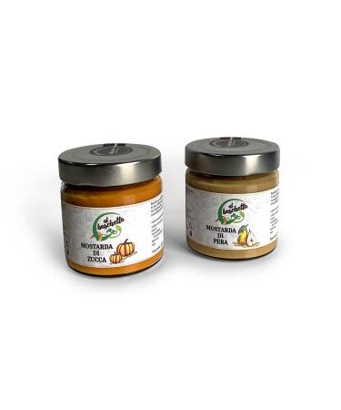 Pumpkin mustard and pear mustard Al Boschetto, 100% natural, MadeinItaly, 2 jars of 200 g each. Filling for pasta, meat, cheese and creating gourmet burgers.