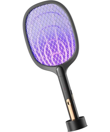 Electric Fly Swatter Racket Powerful Swatter 2 in 1 Electric Fly Killer Rechargeable Killer Lamp Portable Fly Killer Lamp for Indoor and Outdoor (Black) - Buy Online on GoSupps.com