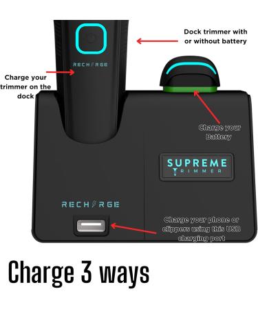Supreme Trimmer Recharge Zero Gap Trimmer for Barbers | Fast 7500+ RPM | Removable Battery & Smart USB Charging for iPhone/Android | Black ST777 - Buy Online on GoSupps.com