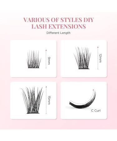 Cuckoo Cluster Lashes - 100 Pc 3D Fluffy DIY Eyelash Extensions - C Curl Mixed Length Individual Cluster Lashes for Volume - Cluster Lash-01 - Buy Online on GoSupps.com
