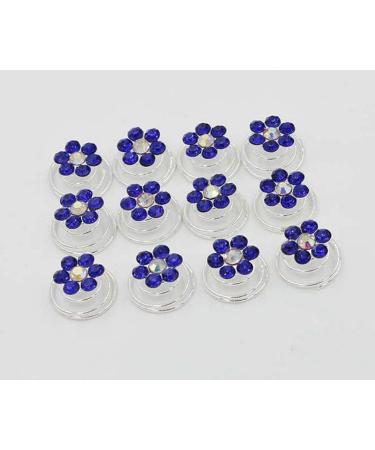 24PCS Rhinestone Flower Spiral Hair Pin - Crystal Twisters Coils Clips for Wedding Bridal Hair Accessory (Blue) - Buy Online on GoSupps.com
