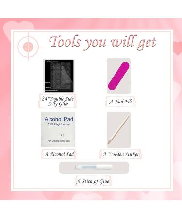 French Style Short Stick on Nails - 24pcs Square Press On Nails with Glue | Elegant Ballet Fake Nails for Women - Buy Online on GoSupps.com