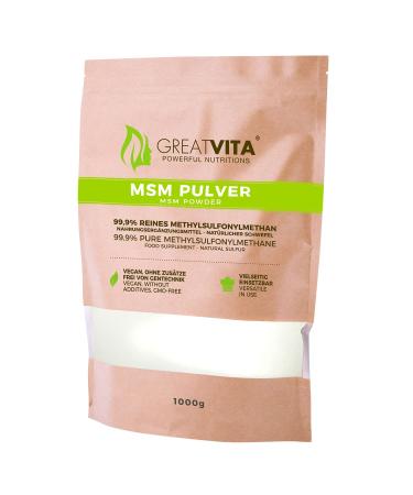 GreatVita MSM Powder 1000g | 99.9% Pure Methylsulfonylmethane - Organic Sulfur Premium Quality No Additives - International Shipping Available - Buy Online on GoSupps.com
