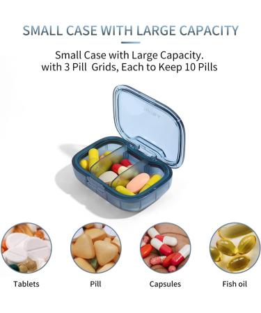 3 Compartment Pill Box - Moisture Proof Travel Organizer for Vitamins & Supplements | Portable Daily Medicine Case - Buy Online on GoSupps.com
