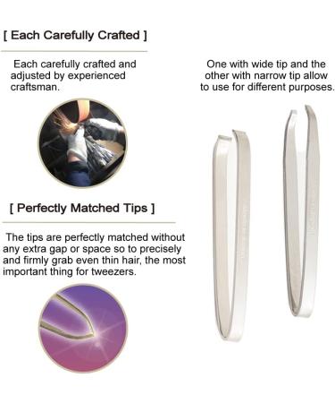 Eyebrow Tweezers Set - Professional Handmade Sharp Tweezers (SK-2) from Japan - 2 Pieces - For Men and Women - Buy Online on GoSupps.com