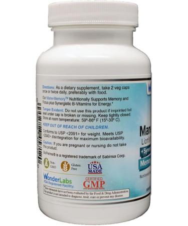 Wonder Laboratories Lions Mane Mushroom 1100mg Mycelium & Fruting Body - Nutritionally Supports Memory and Brain Function Plus Essential B-Complex for Energy - 120 Capsules - Buy Online on GoSupps.com