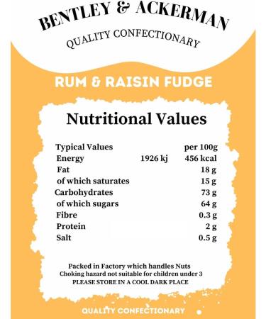 Rum and Raisin Fudge - (520g) Original Lonka Rum and Raisin Fudge in a Gift Jar By Bentley & Ackerman's Sweet Shop. - Buy Online on GoSupps.com