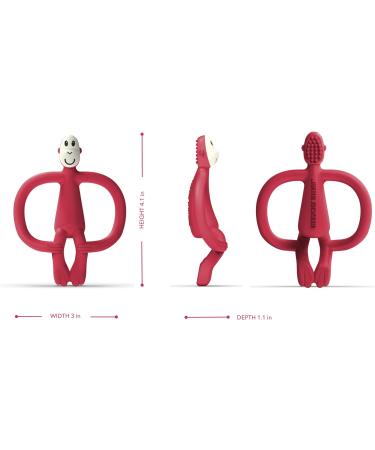 Matchstick Monkey Antimicrobial Silicone Teether & Gel Applicator - Red Monkey 11 cm | BPA Free, Easy-to-Grip Design for Babies 3 Months Old - Buy Online on GoSupps.com