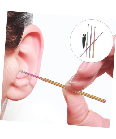 ULTECHNOVO Ear Cleaning Tool Set - Stainless Steel & Plastic Kit with 4 Sets of Ear Spoons & Cleaning Brushes | 5 Pieces | 14.5x3CM - Buy Online on GoSupps.com