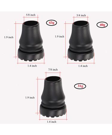 2-Pack Heavy Duty 7/8 Inch Rubber Cane Tips - Black Replacement Tips for Seniors Walking Stick - Safety Accessories - Buy Online on GoSupps.com
