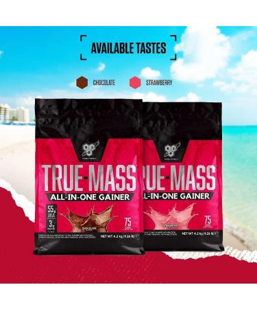 BSN True Mass All-In-One Gainer Protein and Carbohydrate Powder with Creatine Glutamine Vitamin D and Zinc Muscle Gain and Recovery Workout Powder Strawberry Flavour 25 Servings 4.2 kg Strawberry 25 Servings (Pack of 1) - Buy Online on GoSupps.com