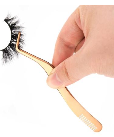 Clusters DIY Lash Applicator Lash Tweezers 2 in 1 Eyelash Applicator Tool Lash Tool with Comb DIY Eyelash Precise Applicator Lash Tweezer for False Eyelash (Rose Gold) - Buy Online on GoSupps.com