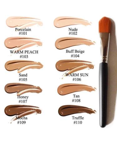 Glamza PHOERA Full Coverage Matte Foundation Concealer + Flat Face Brush (108 TAN) | Long Lasting, Brightening, Professional | UK Seller - Buy Online on GoSupps.com