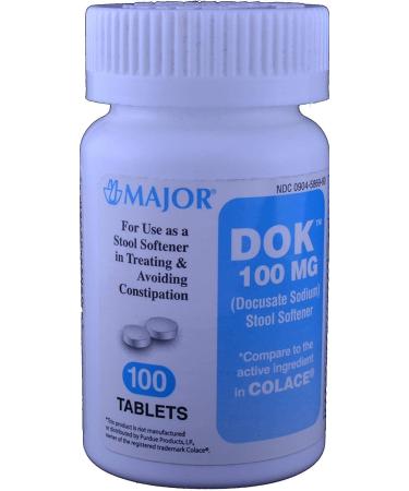 Dok Stool Softener Tablets - 100mg Strength - 100 Count Bottle - Buy Online on GoSupps.com